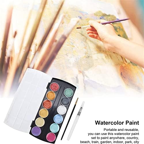Lukeo Watercolor Paint 12 Color Solid Watercolor Paint Conjunto de tinta arte Pintura de arte pigmento Conjunto de livros