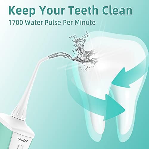 FLOSSOR DENTAL DO ÁGUA PARA DENTES COM 3 MODOS IRRIGADOR oral sem fio e portátil, dentes à prova d'água IPX7 com 2 dicas para casa e viagens