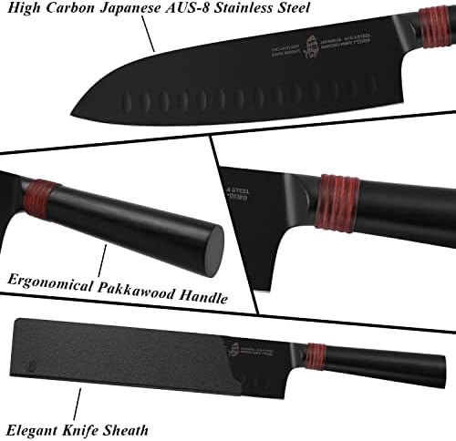 Faca de tuo santoku 7 polegadas e bico de pássaro faca 2,5 polegadas - japonês Aus -8 em aço inoxidável