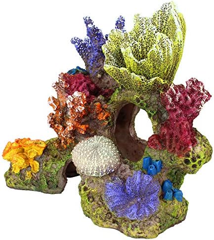 Danmu 1pc de ornamentos de coral de polirresina, decoração de coral de aquário para decoração de aquário de tanques de peixes 6 3/5 x 3 7/10 x 5 1/2
