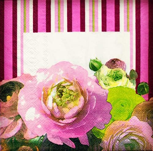 40 Count Paper Guardines, projetados de flores românticas impressas guardanapos de coquetel, guardanapos de serviários para casamento,