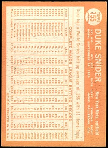 1964 Topps # 155 Duke Snider New York Mets VG/Ex+ Mets