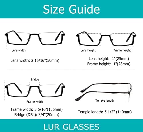 Lur 3 pacotes de óculos de leitura de meio aro + 7 pacotes de óculos de leitura sem aro