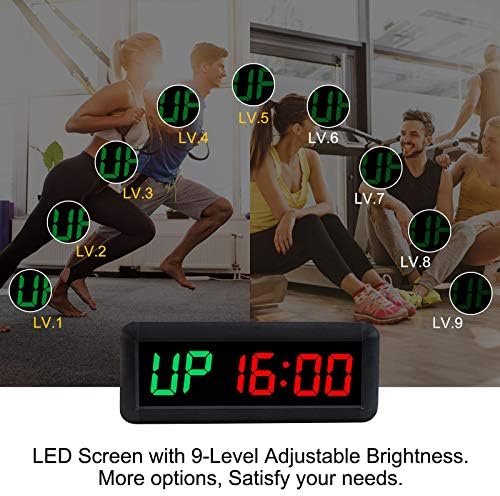 Jhering Gym Timer, Timer de intervalo de LED com remoto, relógio para baixo/para cima, cronômetro, relógio de treino para a ginástica