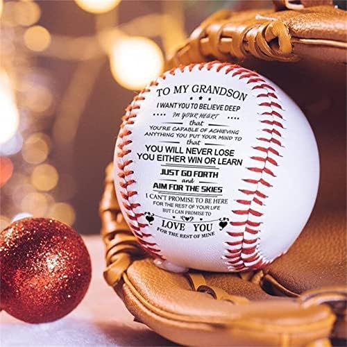 Dbylxmn Baseball motivacional para meu neto Você nunca perderá beisebol impresso personalizado para jogadores de avós/aniversário de formatura Birthday Birthday Grandes Bolas de Natal
