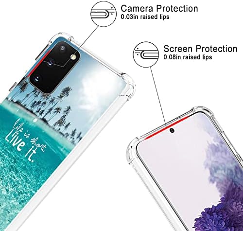 Ook Clear Caso Compatível com Samsung Galaxy S20, Padrão de praia marinha TPU macio TPU Anti-arranhão à prova de choques cantos