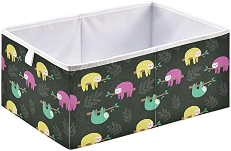 Preguiças ollabaky de desenhos animados e folhas tropicais de armazenamento de armazenamento Cubo de armazenamento Cubo de armazenamento