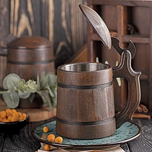 FFXIV CRISIS CRUPO CURPO CUMPO DE MADEIRA TANKARD COM TIDA. Presente para jogadores. Beer Stein. Caneca de cerveja de madeira personalizada. Presente personalizado para ele, presente para marido, presentes para homens # 556 / 0.6L / 22oz