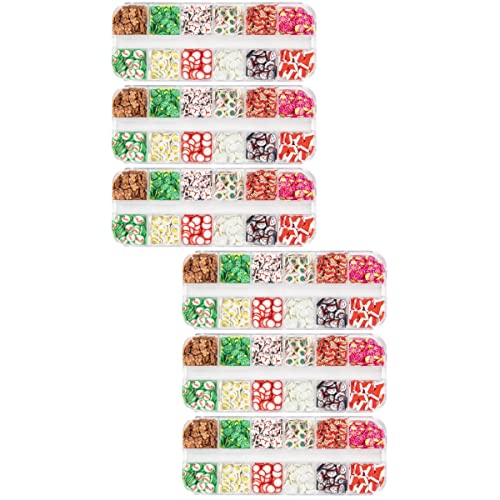 Caixas curiosamente 6 caixas de Natal Fatias de arte de unhas 3d Natal Santa Snowflake Candy Cane Unh Nail Clay Confetti Ligas