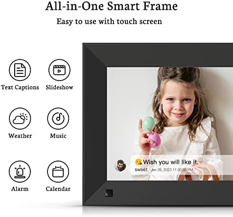 BSIMB 8 polegadas WiFi Digital Picture Frame, IPS Touch Screen Smart Cloud Photo Frame com armazenamento de 32 GB, configuração