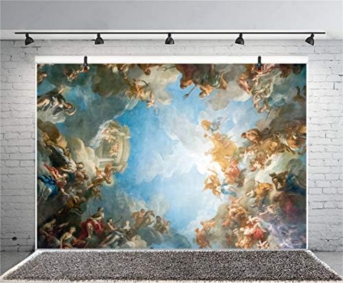 LaeAcco 10x8ft Heaven Angels Chapel teto pintando afresco Fresco Vinyl Jesus Cristo Cristão Antecedentes de Crença Cristã Cristã