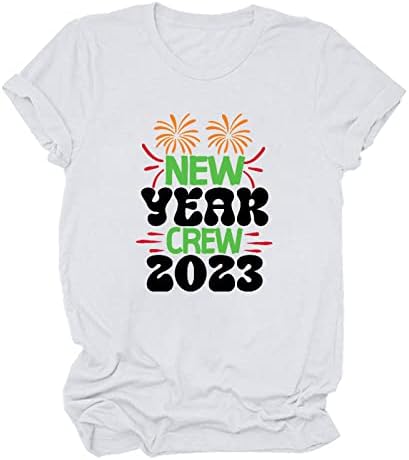 Feliz ano novo 2023 camisas para mulheres camisas de manga curta