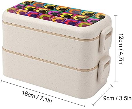 Pug Pop Art Squares Repetend Print todos em uma caixa de bento para adultos/crianças lanche de lancheira Kit Prep recipientes