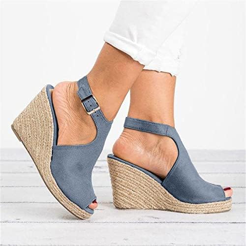 2023 Sandálias novas para mulheres cunhas de moda alta sapatos romanos Sapatos sólidos Casual fivela Slip no sapato de praia