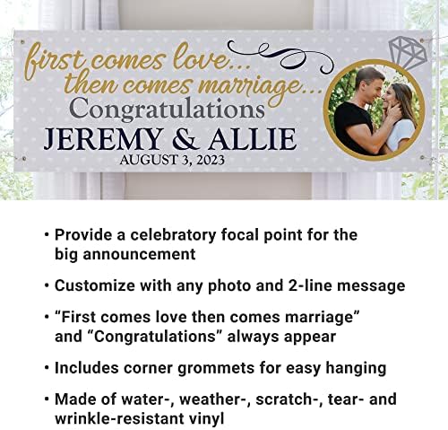 Vamos fazer memórias Banner de fotos de celebração de noivado personalizado - decoração de festa de noivado