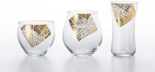 Conjunto de copo de vidro de padrão de lesão de ouro japoneses