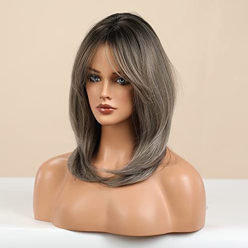 Peruca berron ash marrom para mulheres perucas em camadas Ash Brown Wigs com peruca sintética resistente ao calor