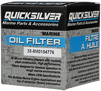 Quicksilver 8M0154776 Filtro de óleo para selecionar 2000-2018 Yamaha, Honda e Nissan/Tohatsu 9,9-115 HP Outboards