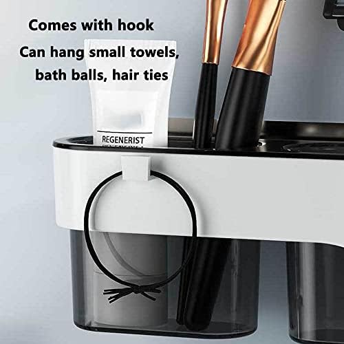 Organizador do secador de cabelo Mgiahekc, prateleira de banheiro multifuncional, armazenamento separado, adequado para muitos tipos de secadores de cabelo, preto