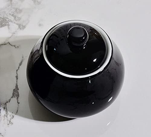 Rocktrend Simple Black Ceramic Spice Jar Quarteing Box de condimento Pote de açúcar tigela com tampa