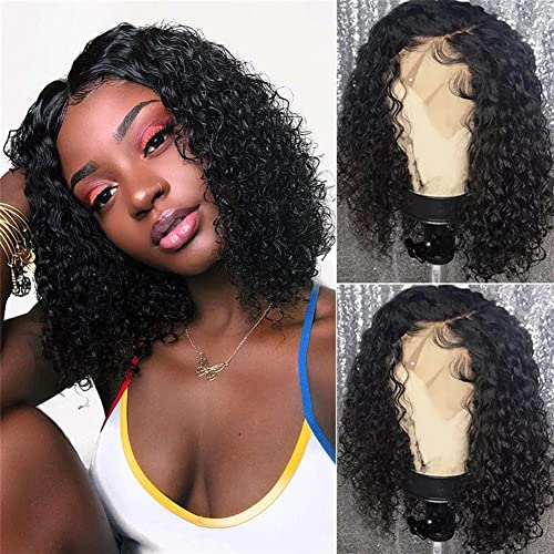 Ymsgirl Curly Wave 13x4 Lace Front Wig Jerry Curl Human Wigs para Mulheres Negras Pré -Ruzinada Hairne Cabelo Humano Real com cabelos de bebê 12 polegadas