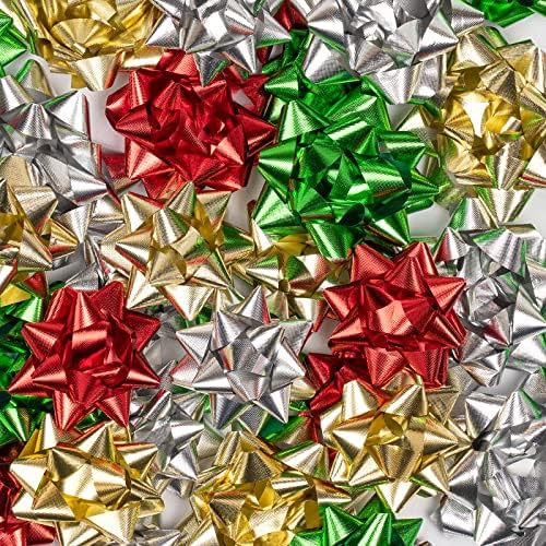 WrapAholic 40 PCs Gream de Natal Varritação - Vermelho, verde, dourado, laço de prata para Natal, aniversário, casamento,