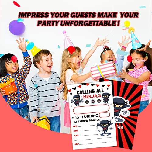 Chamando todos os convites de aniversário de Ninjas, cartões de convite de festa de aniversário ninjas para crianças