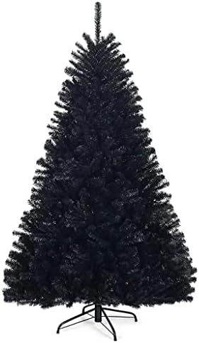 N/A 6 pés articulados Halloween Chrals Christmas Tree Full W/Metal Stand Black