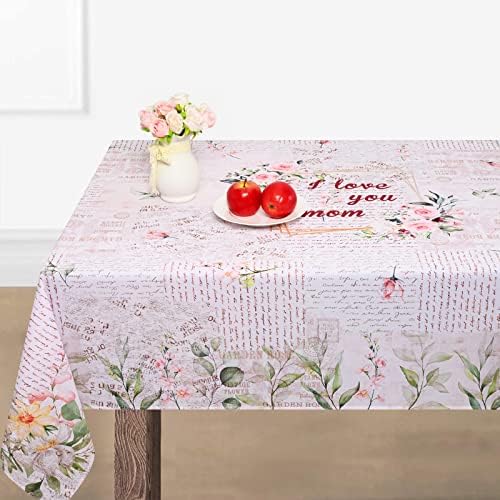Retângulo de toalha de mesa do dia das mães 60 x 120 polegadas, adoro toalha de mesa flora
