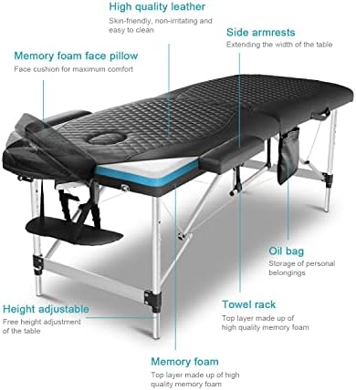 Mesa de massagem Cama de spa, mesa de espuma por portátil portátil profissional Tabela em relevo - inclui apoio de cabeça,