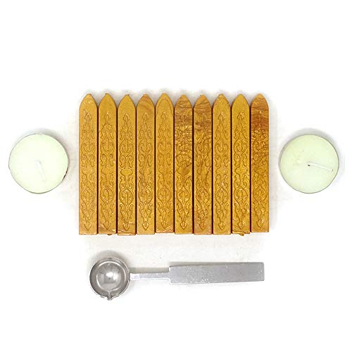 Yueton 10pcs Totem Selating Selting Sticks com 2 peças Velas de chá e colher de derretimento de cera de 1 peça para letra