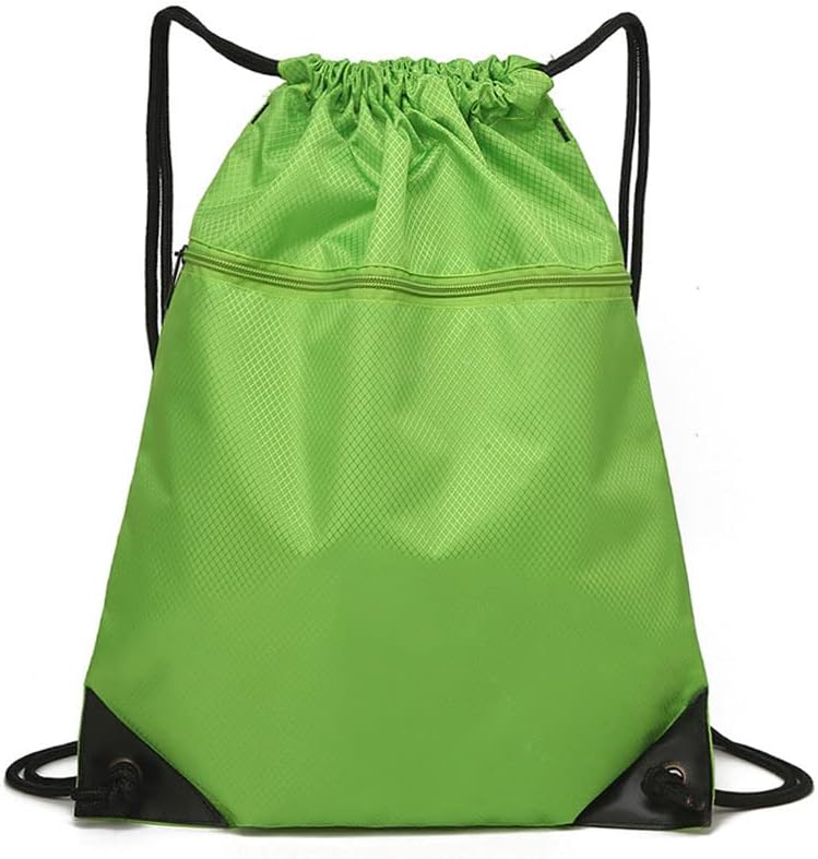 Yingkor Prawtring Backpack Bag Saco de academia resistente à água com saco de cordas com zíper bolsas de chinela de bolso para mulheres e homens, verde