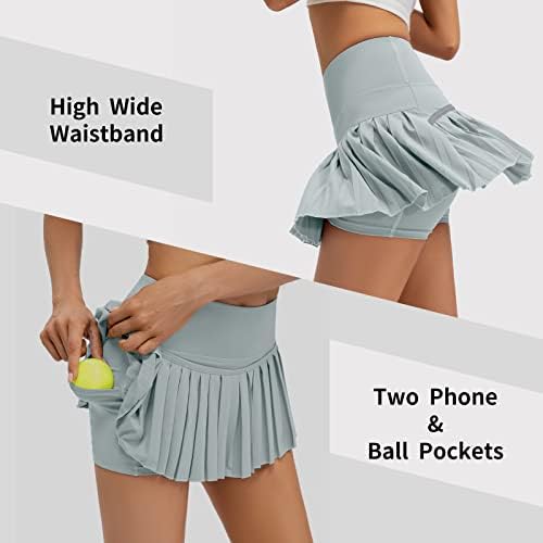 Xnmaya Mulheres plissadas saia de tênis de alta cintura de cintura atlética Skort mini saias com shorts bolsos