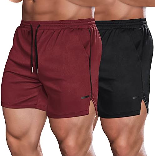 Coofandy Men's 2 Pack Gym Workout Shorts Mesh Mesh Calças de Fisiculturismo leve que treinam corredor de esportes com bolsos