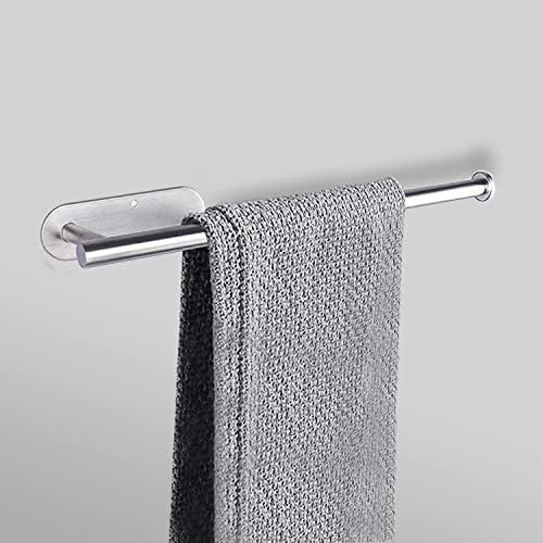 Rack de toalha de mão adesiva, sem perfuração na barra de toalha de mão, SU 304 haste de toalha de aço inoxidável, suporte de toalha de cozinha autônoma