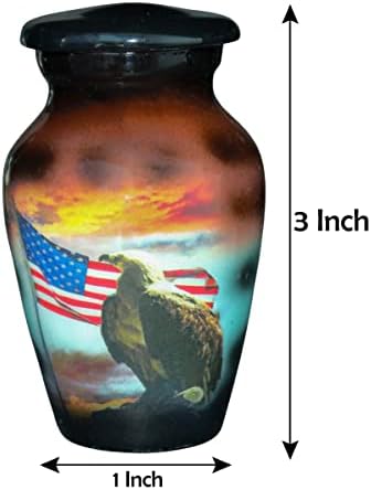 Ashoka Enterprises Small Designer USA Flag Urns com uma caixa de veludo de lembrança para cinzas humanas | A cremação