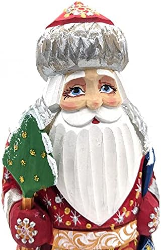 Alexandra Int'l de madeira esculpida pintada russa Papai Noel Figure Pai Frost 6 3/4 polegadas