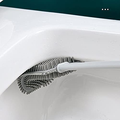 Escova de silicone de zukeemts Brecha de silicone, home wc de cabeça plana pincel de cerdas macias flexíveis com ferramentas de limpeza de base para acessórios de banheiro conjunto