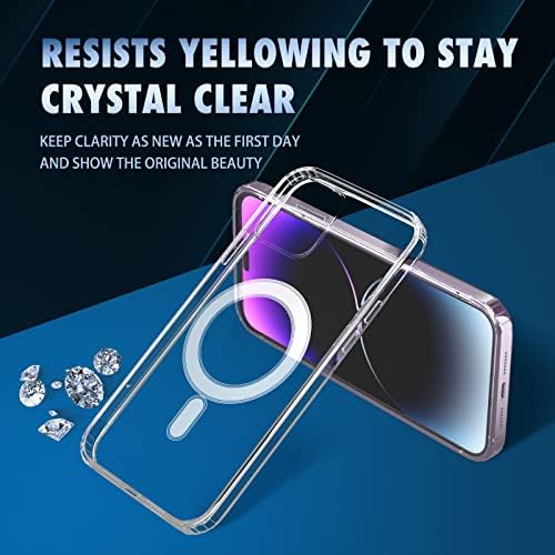 Jasilon Clear Clear Caso para iPhone 14 Pro 6.1 2022 Lançamento [Compatível com o carregador e bateria MagSafe] [Proteção de queda] [Cantas de abdomínio de choque] Caso de telefone protetor Tampa do pára-choque