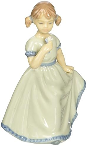 Cosmos Fine Porcelain Girl segurando estatueta de vestido, 3-1/4 polegadas
