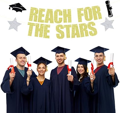Alcance o banner das estrelas, feliz graduação, você fez isso, aula brilhante de 2023 decorações de festa de graduação