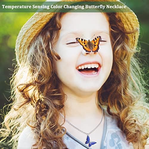 9 Pacote de temperatura de temperatura Alteramento de cor Pingente colar de borboleta Colar de humor com 27 polegadas