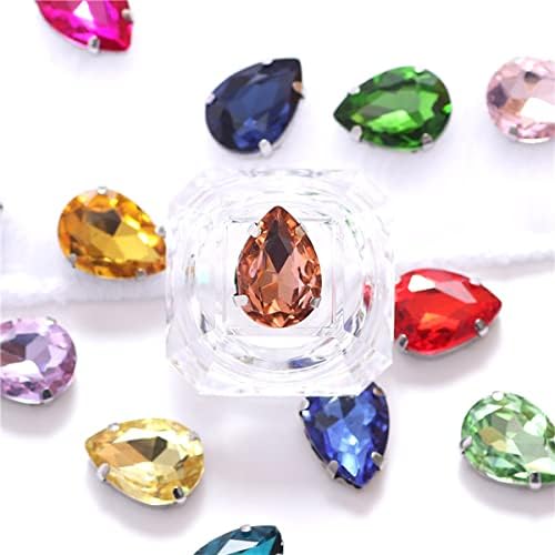 Queenbox 20x30mm 10pcs Drop Shape Sew On Rhinestone, Glay Glaw