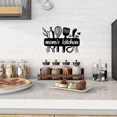 SwallowLiving Metal Mom Mãe Black Kitchen Decor Mother Day Presente pendurado Word Decoração de arte Decoração de parede de cozinha 13 ”x9.1”