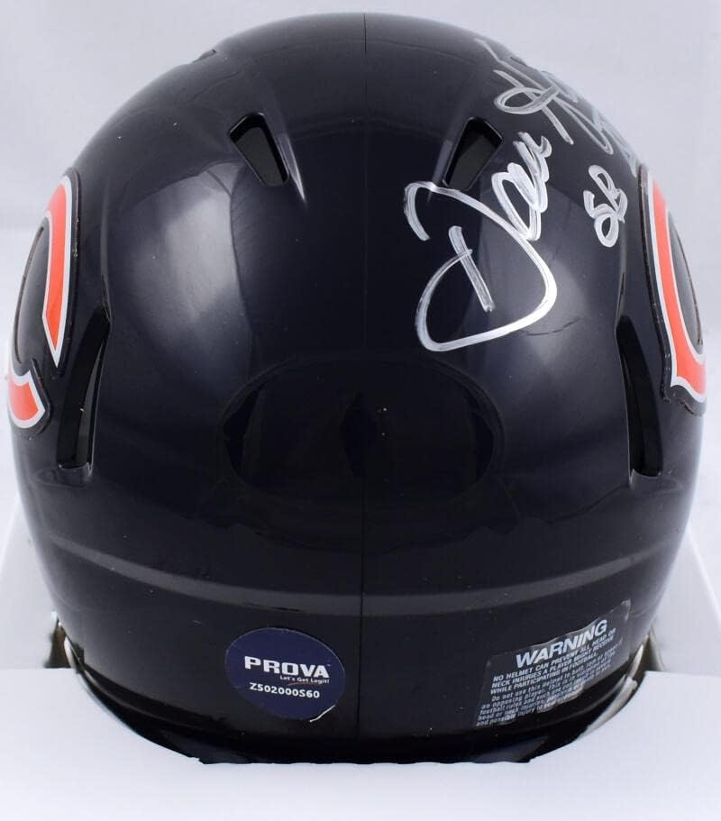 Dan Hampton autografou o Mini Capacete de Chicago Speed ​​W/SB Champs- Prova Silver