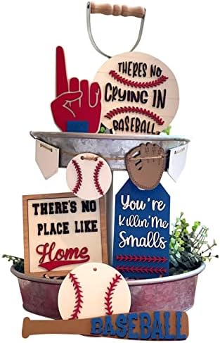 Bandeja de empate grande 1 conjunto de bandeja de beisebol de bandeja em casa Mini Sign de madeira de madeira Baseball