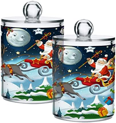 Alaza 4 Pack Qtip Dispenser Dispensador de Natal Papai Noel Banheiro Organizador de banheiros para bolas de algodão/swabs/almofadas/fio
