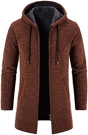 Jaquetas para homens casaco comprido casaco com capuz de manchas de tricô xadrez suéteres de cordão de punho de punho de colapso