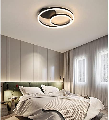 Luzes de teto de omoons, lâmpada de teto de teto de arte de ferro duplo redonda, luz de teto moderno liderado, luminária de