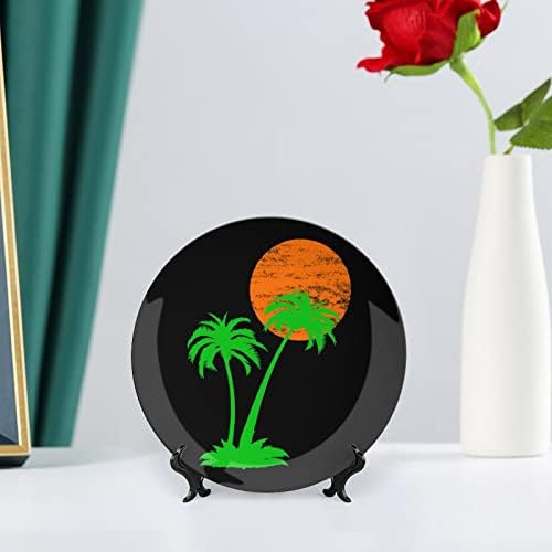 Placas decorativas de ossos de cerâmica de palmeira com ornamentos pendurados em pratos de jantar